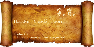 Haider Napóleon névjegykártya